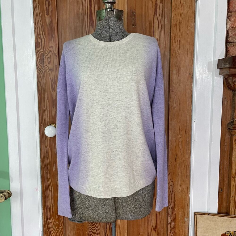 Vince Cashmere/Wool Blend Lavender-to Gray Tonal Gradiant Sweater  Sz XS💛🎀 - Picture 4 of 12